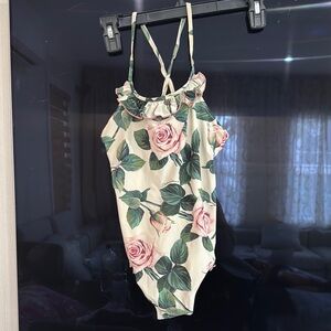 Dolce & Gabbana Cream and Pink One Piece Swimwear
